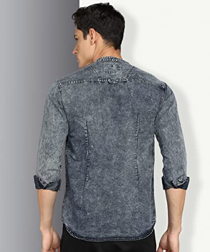 Image of Kuons Avenue Men's Denim Casual Short Kurta | Mandarin Collar | Full Sleeves | Tailored Fit- Stylish Ethnic Wear