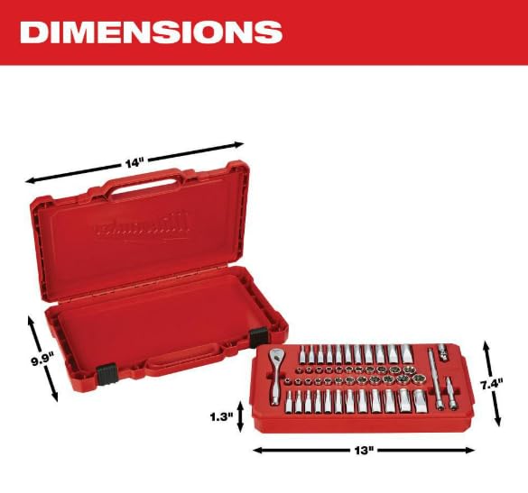 Milwaukee Electric Tools MLW48-22-9004 - Set di chiavi a cricchetto e bussole, 1/4", SAE e sistema metrico