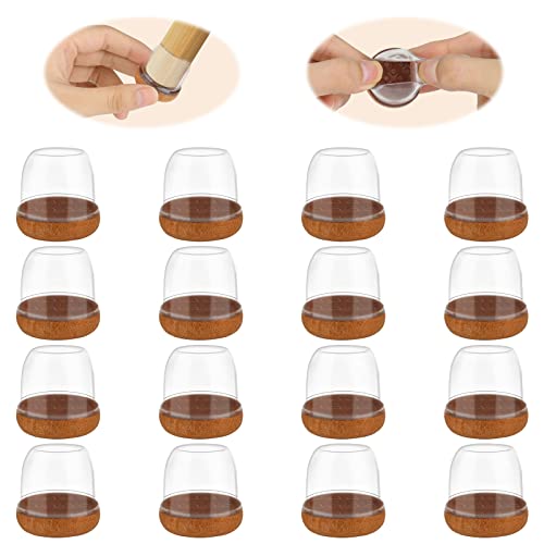 Image of Furniture Feet Floor Protectors, MOMSIV Flexible Furniture Legs Protectors Clear TPR Cups for Wood Floors Non Slip Slim Fit for Round Legs Diameter 0.8-1 inch - Mid (16 Pack)