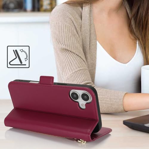 Étui iPhone 16 Plus en cuir synthétique rose pour les sorties citadines - 3