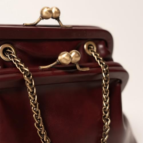 Image of Theater Francesca Vintage Kisslock Clutch Bag for Women Elegant Chain Shoulder Handbag with Structured Frame