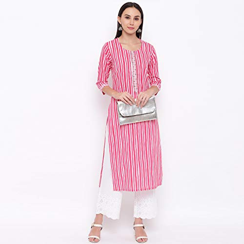 Image of Vbuyz Womens's Cotton Printed and Handwork Kurta