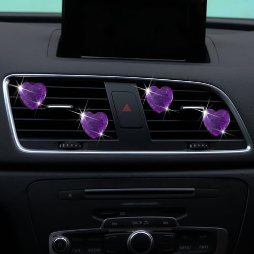 Image of 4 Pcs Heart Air Vent Clips, Cute Heart Car Air Fresheners Vents Clips Funny Cars Diffuser Vent Clips Car Interior Decor Charm Cute Cars Accessories,Decoration for Women (Purple)