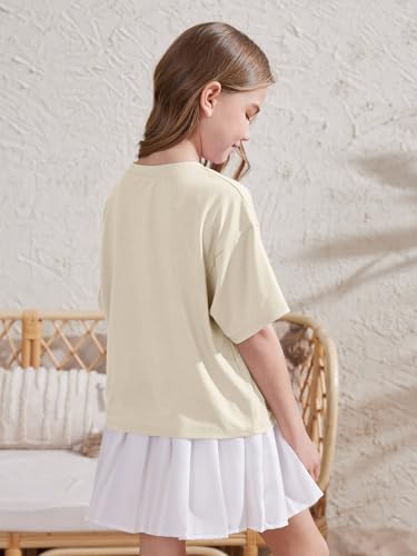 Image of ZDC Girls Athletic Oversized Crop Tops Kids Drop Shoulder Short Sleeve T Shirts Workout Tees