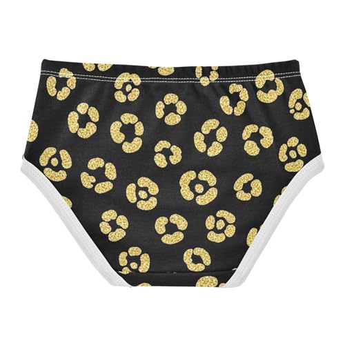 Glittery Gold Leopard Spots Black Toddlers Underwear Floral 2t Cotton Little Girl Panties Fun Briefs Underpants2