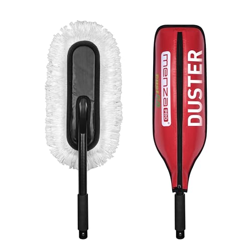 Image of MenzaPro DustGo Car Duster | Wax-Treated Cotton Cleaning Tool for Quick, Waterless Dust Removal | Car Duster Microfiber Brush | Scratch-Free Long Handle Car Cleaning Brush for Car, Bike