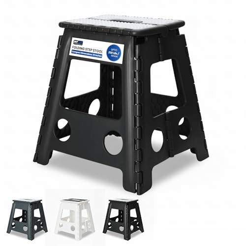 MY DIY Folding Step Stool 15 Inch (39cm) Lightweight Heavy Duty Strong Plastic Stool For Kids & Adults With Easy Carry Handle 150KG Weight Capacity Portable Footstool