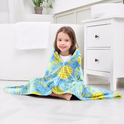 Image of Fruits Girls Beach Towel with Hoodie for Kids Toddlers Age 4-8, Pink Yellow Bath Towels Shower Wrap for Girls, Hooded Poncho Beach Blanket for Pool Swimming Cute Wearable Bath Towel for Child