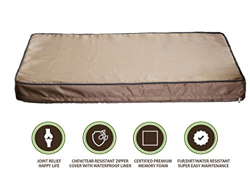 Petbed4Less Deluxe Orthopedic Memory Foam Dog Bed Pet Pad With Chew Resistant Tear Resistant - Not Chew Proof And Removable Zipper Cover + Free Waterproof Liner [Replacement Zipper Covers Available] #TOP1