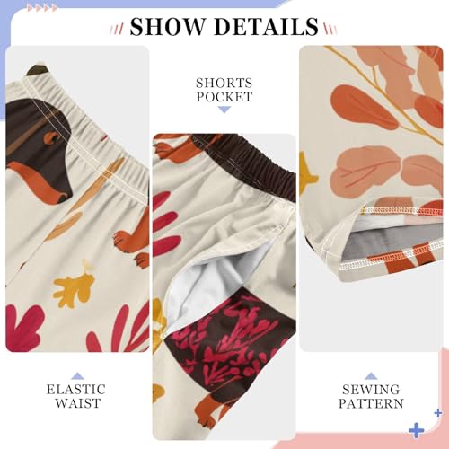 ZZXXB Dachshund Autumn Leaves Boys Long Pants Soft Trousers Elastic Waist Kids Lounge Bottoms with Pockets S-XL4