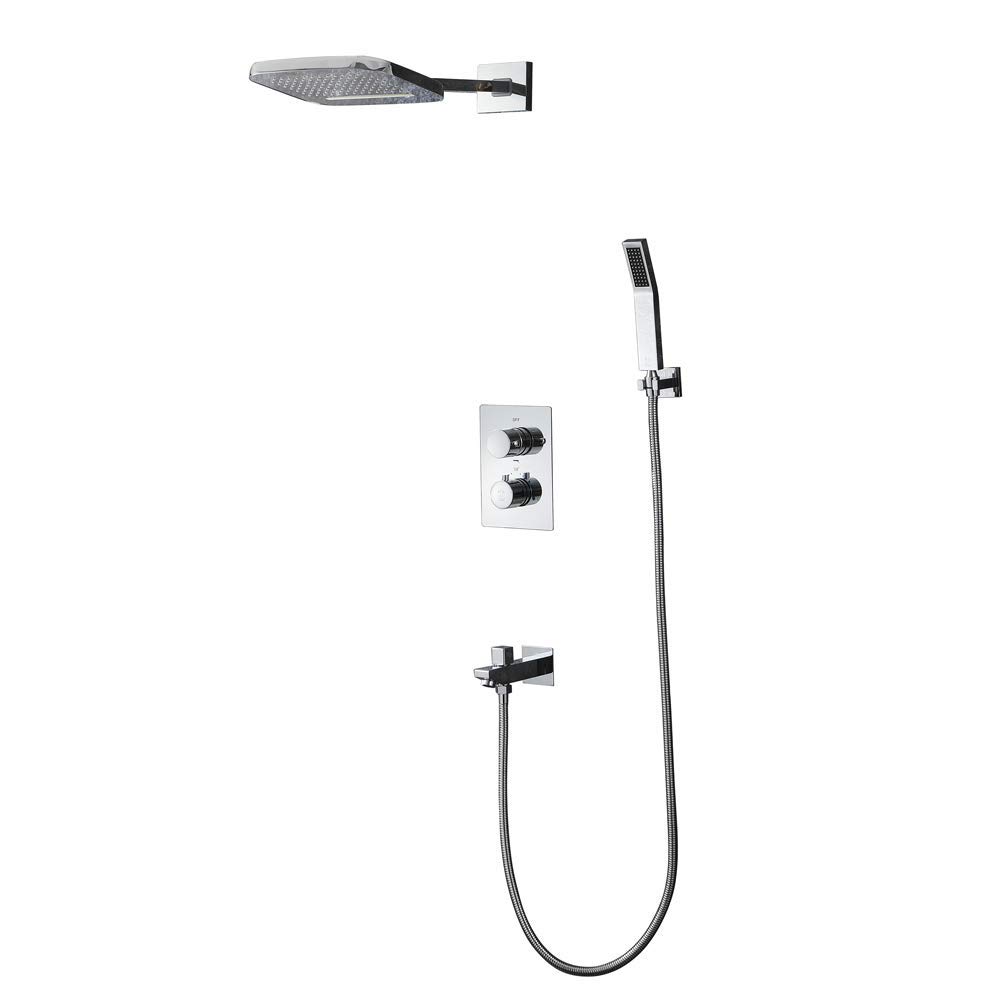 Ensemble de douche à effet pluie en chrome poli CHEWYNP pour salle de bain luxueuse