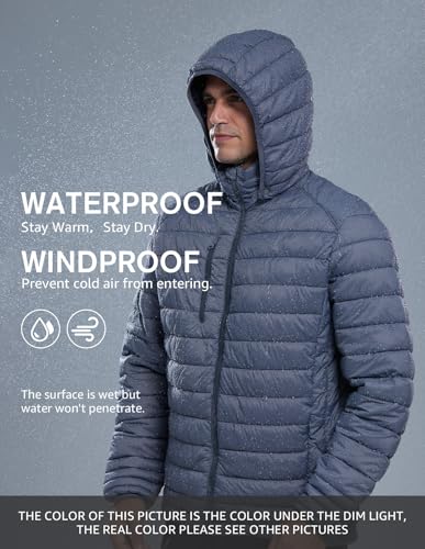fit space Men's Insulated Synthetic Down Puffer Jacket Winter Warm Coat Quilted Water Resistant Packable Hiking Camping - Image 3
