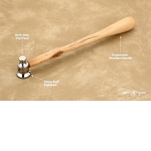 Splenor Tools Steel Two-Sided Flat Face Chasing Hammer - Ergonomic 10.5 Inch Long Wooden Handle - 1 Inch Face & 3 Ounce Steel Head - Jewelry Making Metalworking Stamping Riveting Flattening thumb #4
