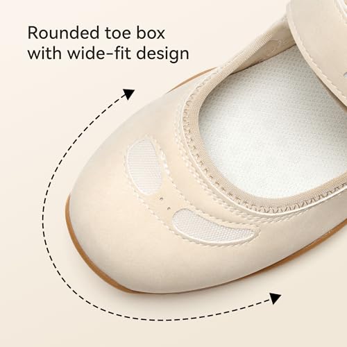Image of BOSTANTEN Mary Jane Sneakers, Wide Casual Shoes Women, Hook-and-Loop Strap | Wide Toe Box, Lightweight Flexible Sole, Breathable Mesh Panels, Comfortable Slip On Design, Cute Style for Daily Wear