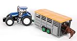  Bruder 1695 New Holland Tractor - con remolque para animales - accesorios incluidos - edición limitada
