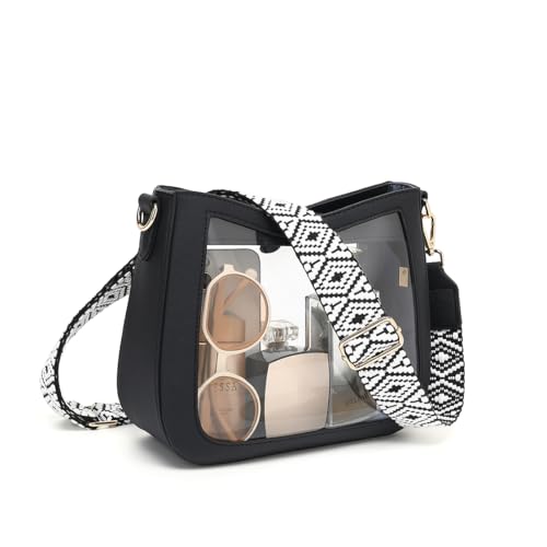 LOXOMU Clear Crossbody Bags Stadium Approved, Clear Purses with Guitar Strap Clear bag for Stadium Events, Concerts