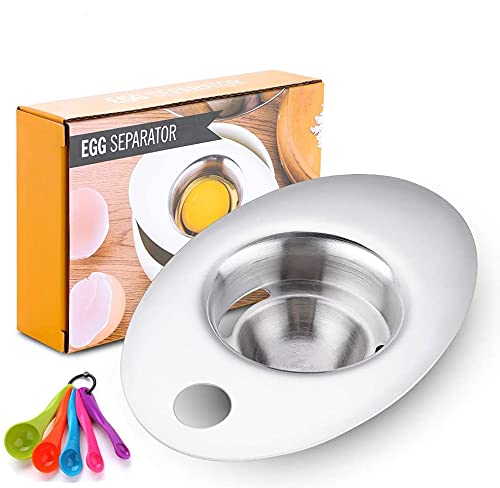 Egg Separators, Egg Yolk White Separator, Food Grade Stainless Egg White Seperater And Measuring Spoon, Professional Egg Separator Tool for Baking Cake, Egg Custards, Mayonnaise and More