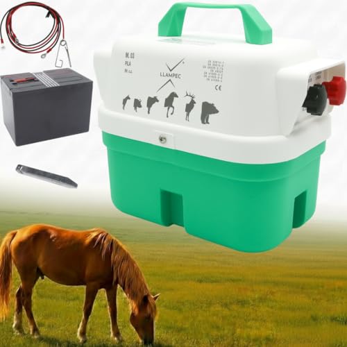 Pastor Eléctrico Llampec Mod.03 a Pila 9V – 0,37 J, 9.000 V y 6 km de alcance – Cerca eléctrica portátil para perros, gatos, caballos y vacuno – Autonomía 90 días – Fabricado en España