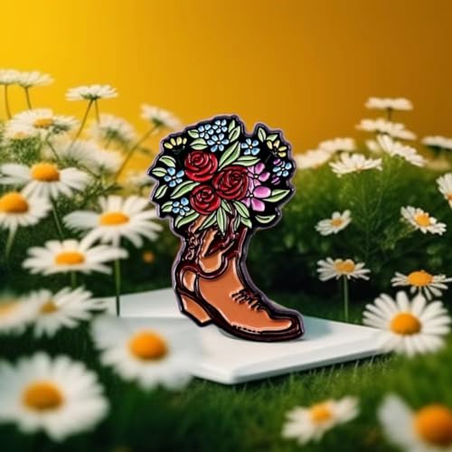 Image of Cowgirl Boots Pin Brooch, Enamel Pin Gift for Women Men