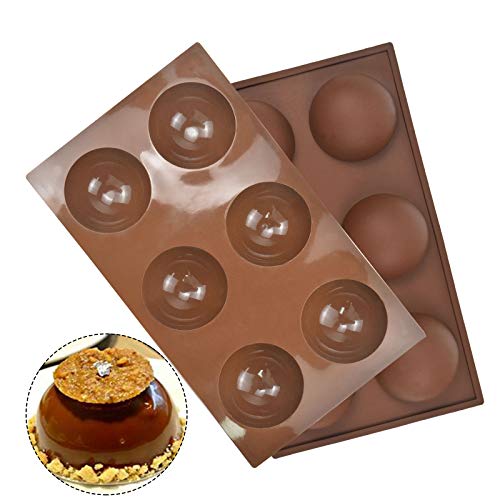 2pcs Moule Forme Demi Sphère, 12 Cavité Grand Moule a Dome Silicone, 7cm Moulle Silicone Chocolat Rond, Moule en Semi-Sphérique pour Gâteau, Pâtisserie, Mousse, Dômes Glacé (A)