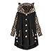 BIBOKAOKE Manteau en peluche pour femme - Veste en peluche décontractée avec motif léopard - Oreilles de chat - Pull à capuche - Veste polaire - Manteau d'hiver asymétrique