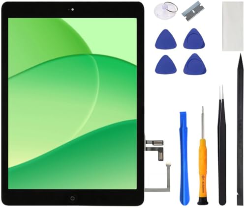 for iPad Air 1 / 1st Gen Screen Replacement 9.7 Inch Digitizer, for A1474 A1475 A1476 Air 1st Generation Touch Glass with Home Button, Repair Tool Kit (Black)
