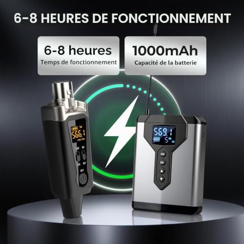 Depusheng T9-2 Système de surveillance intra-auriculaire sans fil avec clip émetteur sur le récepteur Couplage automatique Surveillance intra-auriculaire pour studio, guitare, DJ, spectacles en direct – vue 5