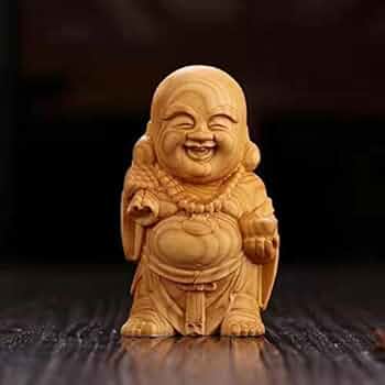 木彫り置物 Amazon｜仏像 木彫り 布袋様の置物 高級天然ツゲ木彫り 金運