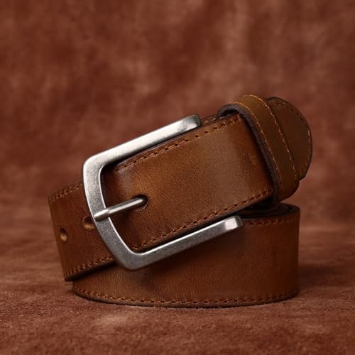 Vintage Belt with Rustic Antique Silver Buckle,1 1/2" Everyday Full Grain Leather Handmade Stitching Waist Strap3