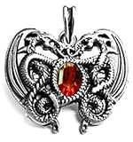 beidseitiges Design Drachenherz rot Kettenanhänger (DRAGONHEART Red 925 SS), 925 Sterling Silber Kette, Drachen Anhänger