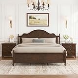 Cozyman Traditional Solid Wood Bed Frame King Size with Arched Headboard & Roman Column Accents, Wooden Platform Bed Frame, Wood Slat Support, No Box Spring Needed, Easy Assembly, Dark Walnut Color