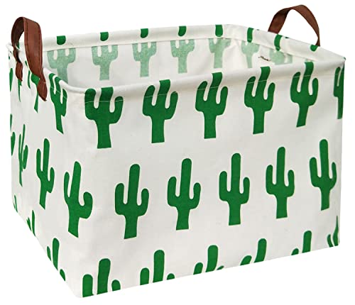 HIYAGON Rectangular Storage Box Basket for Baby, Kids or Pets - Fabric Collapsible Storage Bin for Organizing Toys,Nursery Basket,Clothing,Books, Gift Baskets (cactus)