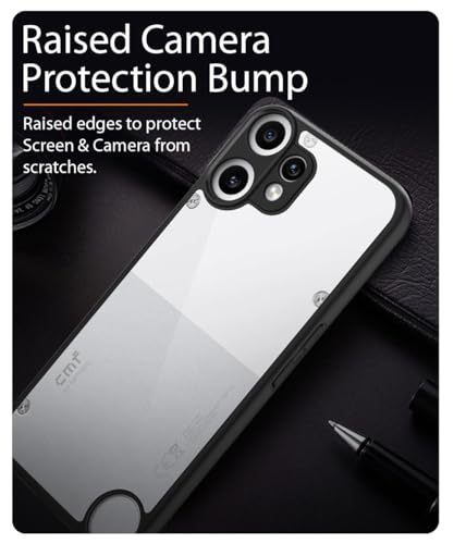 Image of WOW IMAGINE Shockproof Hybrid Back Cover for CMF by Nothing Phone 2 Pro 5G | Hard Slim fit Back Case | PC & TPU | Clear Transparent Case - Black