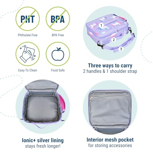 Image of Wildkin Kids ECO rPET Insulated Lunch Box - Keeps Food Hot or Cold, Easy-Clean Lining, Mesh Pockets & BPA-Free - Boys & Girls, Ideal for School, Travel & Daycare - Unicorn