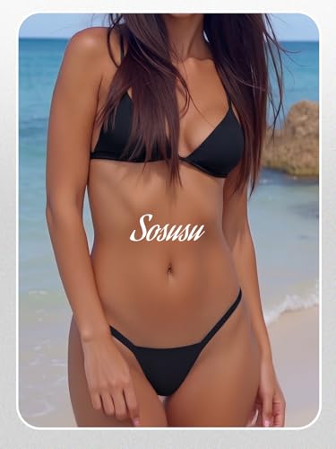 Image of sosusu Cotton Underwear G-string Thong for Women Micro Sexy Ladies Panties Comfortable Stretch Low Rise 6 Pack