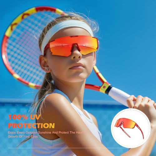 Image of Fanshen Youth Baseball Sunglasses for Kids - Polarized Sunglasses Softball Cycling for Boys Girls Ages 3-12 UV Protection