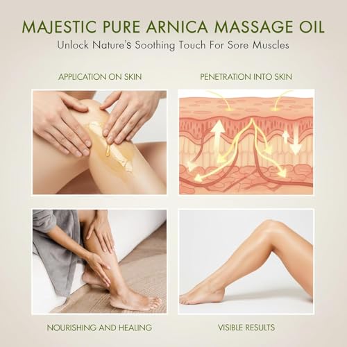 Image of MAJESTIC PURE Arnica Massage Oil for Massage Therapy - Refreshing, and Relaxing - Natural Oils for All Skin Types - Men and Women Massage Lotion- 8 fl oz