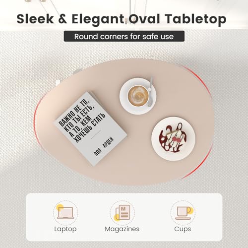 Escritorio de pie móvil con elevación neumática y mesa ovalada 5