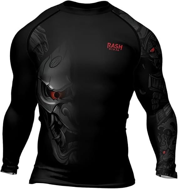 Samurai Mens Long Sleeve Base Layer Compression Rash Guard MMA BJJ Jiu Jitsu Grappling Muay Thai No Gi Training