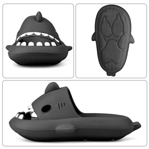 Image of Kids Shark Cloud Slides | Boys Girls Slip On Sandals | Toddler Beach Slippers | Youth Fish Flip Flops Pool Shower Shoes