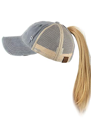 Image of C.C Ponycap Messy High Bun Ponytail Adjustable Mesh Trucker Baseball Cap Hat