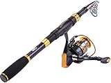 El combo de caña giratoria Sougayilang es ligero y portátil. Le permite viajar a su lugar de pesca favorito y disfrutar de la pesca cuando y donde quiera. Puedes meterlo en el maletero del coche, en el barco o en la mochila, etc. Creo que tendrá un viaje de pesca maravilloso y sorprendente si posee nuestro producto.