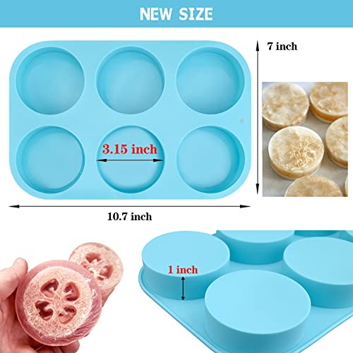 Image of Sakolla 4oz Round Silicone Soap Molds, 3.15'' Cylindrical Soap Molds for Loofah Soap Bath Bombs Steamer Lotion Bars, Set of 2