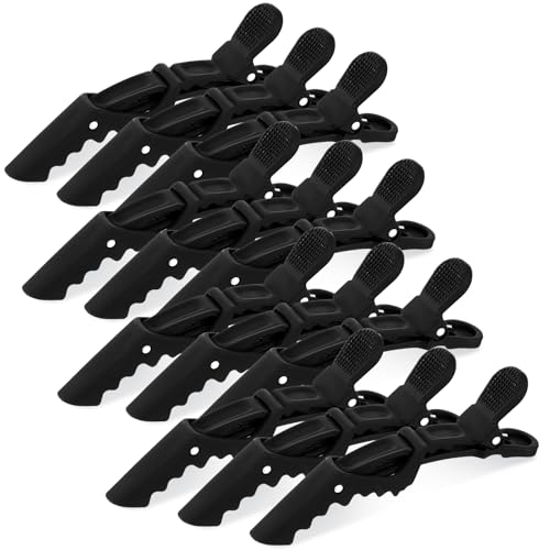 Havawish 12 Pcs Alligator Clips for Hair Styling Matte Alligator Crocodile Clips for Women Hair Sectioning(Black)