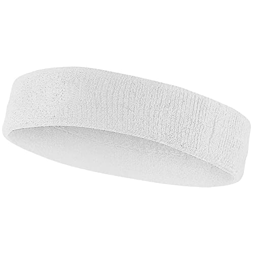 AMIFIT Sport Headband for Men and Women - Sports Headband for Workout & Running, Breathable, Non-Slip Sweat Head Bands for Long Hair, White (Pack of 1)