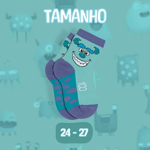 LUPO Meia Infantil Cano Médio Disney Algodão Macia, Verde, 24-27