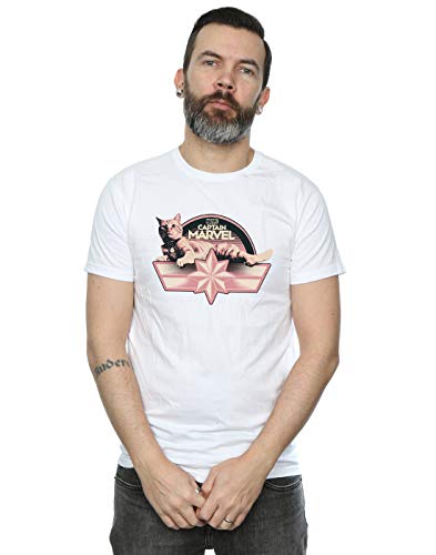 Marvel Men's Captain Marvel Chillin Goose T-Shirt White Large