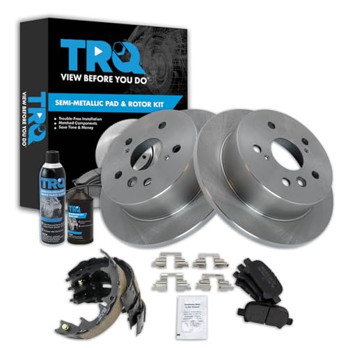 Image of TRQ Rear Brake Pad & Rotor Kit Semi-Metallic Compatible with 2005-2007 Toyota Avalon 2002-2006 Camry 2004-2008 Solara