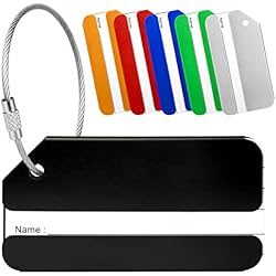 Marcar Maletas Yizhet - Etiqueta de equipaje, 6 etiquetas de aleación de aluminio con cuerdas de acero inoxidable y nombre para evitar la pérdida de bolsas y Maletas (6 colores)