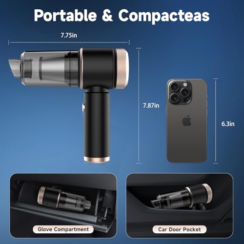 25000PA Powerful Cordless Handheld Vacuum Cleaner for Car & Home, 30 Mins Runtime, 400ML Dust Cup, Lightweight Rechargeable Portable Hoover for Pet Hair, Comes with 7 Accessories (With Charger Plug) - Image 7